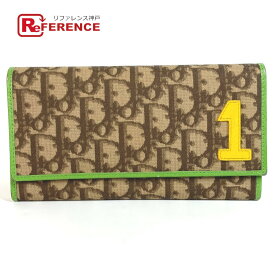 Christian Dior クリスチャンディオール トロッター NO1 ラスターカラー ロゴ ロングウォレット 財布 フラップ 長財布 PVC/レザー レディース ベージュ 【中古】