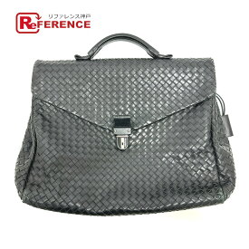 BOTTEGA VENETA ボッテガヴェネタ 122139 イントレチャート ブリーフケース カバン ビジネスバッグ レザー メンズ ブラック 【中古】