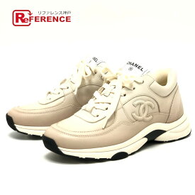 CHANEL シャネル G46086 24K ココマーク グラデーション 靴 シューズ ローカット スニーカー レザー レディース ベージュ 未使用 【中古】