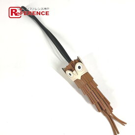 HERMES エルメス バッグチャーム シュエット フクロウ アクセサリー キーホルダー チャーム レザー レディース ゴールド/ブラック/ナタ ブラウン 未使用 【中古】