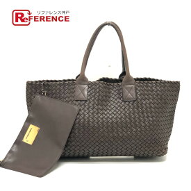 BOTTEGA VENETA ボッテガヴェネタ 115664 イントレチャート カバMM カバン ポーチ付き 肩掛け トートバッグ レザー レディース ブラウン 【中古】