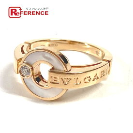 BVLGARI ブルガリ マザーオブパール ダイヤ オープンワーク リング ブルガリブルガリ ロゴ アクセサリー ゴールド 金 リング・指輪 Au750 レディース ピンクゴールド 8.5号 【中古】