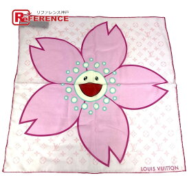 LOUIS VUITTON ルイヴィトン M96088 LV×TM 村上隆 桜 サクラ LV×TM カレ55 チェリーブロッサム スカーフ シルク /コットン ユニセックス ピンク 新品同様 【中古】