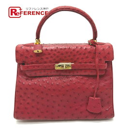 no brand ノーブランド ターンロック カバン ワンハンドルバッグ ゴールド金具 ハンドバッグ オーストリッチ レディース レッド 【中古】