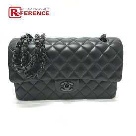 CHANEL シャネル A01112 マトラッセ25 ソーブラック Wフラップ Wチェーン ショルダーバッグ ラムスキン レディース ブラック 未使用 【中古】