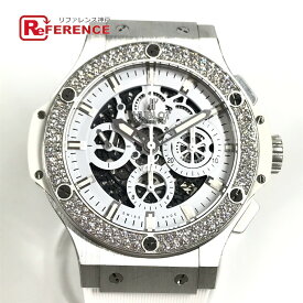 HUBLOT ウブロ 311.SE.2010.RW.1104.JSM1 ダイヤモンド ビッグバン アエロバン クロノグラフ ダイヤベゼル メンズウォッチ ウォッチ 腕時計 ラバーベルト /SS メンズ ホワイト 【中古】