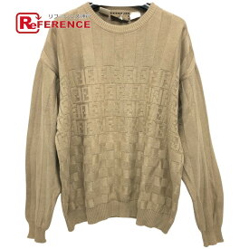 FENDI フェンディ fendi club フェンディ クラブ ズッカ ペカン FFロゴ アパレル トップス 長袖 セーター コットン メンズ ベージュ 【中古】