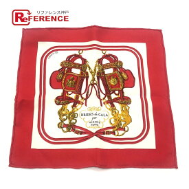 HERMES エルメス BRIDES de GALA 式典用馬勒 ナノカレ20 カレ 20 小物 ハンカチ シルク ユニセックス レッド 未使用 【中古】