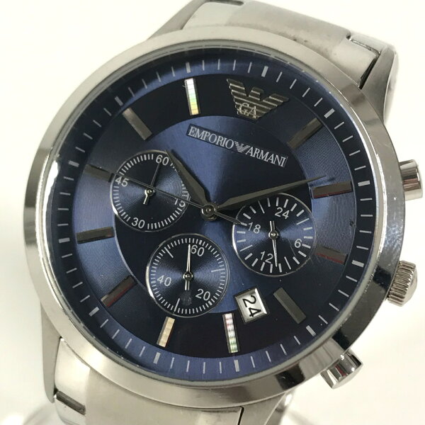 Emporio Armani エンポリオ・アルマーニ  AR-2448 レナート クロノグラフ クォーツ 腕時計 ステンレススチール  メンズ ブルー 【中古】