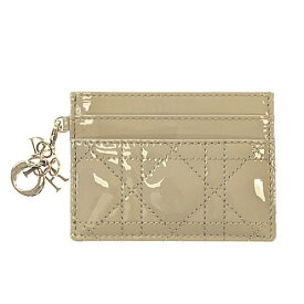 【ポイント10倍】1/25限定！ 【5%OFF！】 Christian Dior CD クリスチャンディオール レディディオール Freesia カードホルダー S0974OVRB_M116 パテントレザー ベージュ カードケース パスケース 定期入れ