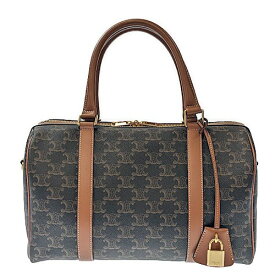 【ポイント5倍】11/10限定！ CELINE セリーヌ ボストンバッグ 190372CAS.04LU トリオンフキャンバス カーフスキン タン ブラウン バッグ ハンドバッグ 2WAY