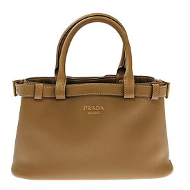 【ポイント5倍】11/10限定！ PRADA プラダ バックル ダブルベルト付 スモール 1BA418 レザー キャメル ブラウン バッグ ハンドバッグ ショルダーバッグ 2WAY