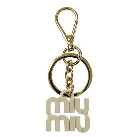 【ポイント5倍】7/20限定！ MIUMIU　ミュウミュウ　キーリング　ロゴ　キーホルダー　5PM035　メタル　ホワイト　ゴールド　アクセサリー　小物