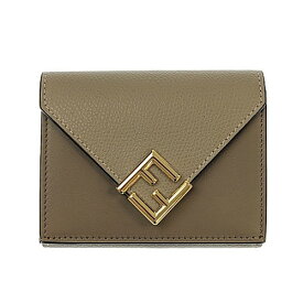 【ポイント5倍】7/20限定！ FENDI　フェンディ　FFダイヤモンド財布　8M0480　レザー　ブラウン　グレージュ　財布　三つ折り　コンパクトウォレット　ユニセックス