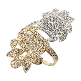 K18　ダイヤモンド スクエア×リーフモチーフリング　ダイヤモンド　1.50ct　アクセサリー　ジュエリー　JW　宝飾品　レディース　ノーブランド　指輪　12号