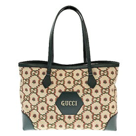 GUCCI　グッチ　100周年記念モデル　トートバッグ　676681　GGキャンバス　レザー　ベージュ　グリーン　バッグ