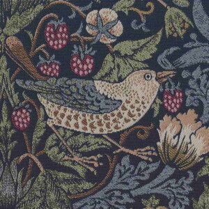 リリカラ オーダーカーテン ドレープ LS-63001 SALA サーラ 2023-2026 MORRIS&Co. ウィリアムモリス Strawberry Thief いちご泥棒 V&A 紺系 モダン 洗える ウォッシャブル 防炎 オーダーメイド 1cm単位 フルオ