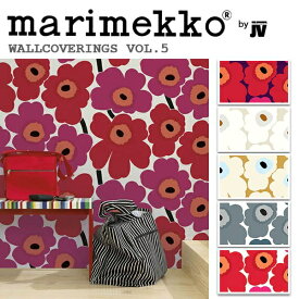 輸入壁紙 フィンランド(生産はイタリア)製 Marimekko5(マリメッコ5)：marimekko(マリメッコ) 品番：23350,23351,23352,23353,23354 Unikko 1ロール(巾70cmx10.05m)単位販売 不織布 F☆☆☆☆ 不燃