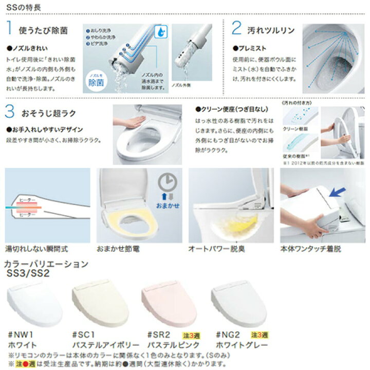 楽天市場】【送料無料】TOTO 洗浄便座 ウォシュレットSS SS3 瞬間式 