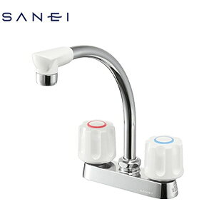 三栄水栓製作所 キッチン用蛇口 台 2ハンドル混合水栓 ミニキッチン用 スパウト159mm 湯水芯102mm 一般地寒冷地共用 K71D-W