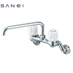 三栄水栓製作所 キッチン用蛇口 壁 2ハンドル混合水栓 スパウト200mm 一般地寒冷地共用 K211-W