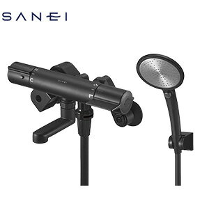 三栄水栓製作所 ●浴室用蛇口 壁 洗い場専用 サーモスタット付シャワーバス混合水栓 手元スイッチ スパウト80mm マットブラック 一般地 SK18CT5-S-MDP