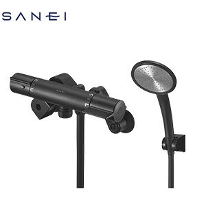 三栄水栓製作所 ●浴室用蛇口 壁 洗い場専用 サーモスタット付シャワーバス混合水栓 マットブラック 一般地 SK18C-5-N-MDP