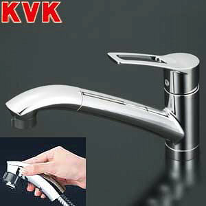 KVK キッチン用蛇口 台 シングルレバー混合水栓 流し台用 NSFシャワー ホース引出式 一般地 KM5031T