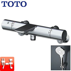 TOTO 浴室用蛇口 壁 洗い場専用 サーモスタット付シャワーバス混合水栓 コンフォートウエーブシャワー(めっき) スパウト83mm 一般地 TBV01S02JA