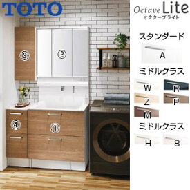 【3年あんしん保証付】【送料無料】TOTO ●【期間限定】【SALE】洗面化粧台セット オクターブLite 間口1050mm 高さ1900mm 2段引き出し お掃除ラクラク水栓 スウィング3面鏡 ワイドLED エコミラー サイドキャビネット フロアキャビネット 一般地 LDSFS075BQGDN1-set2