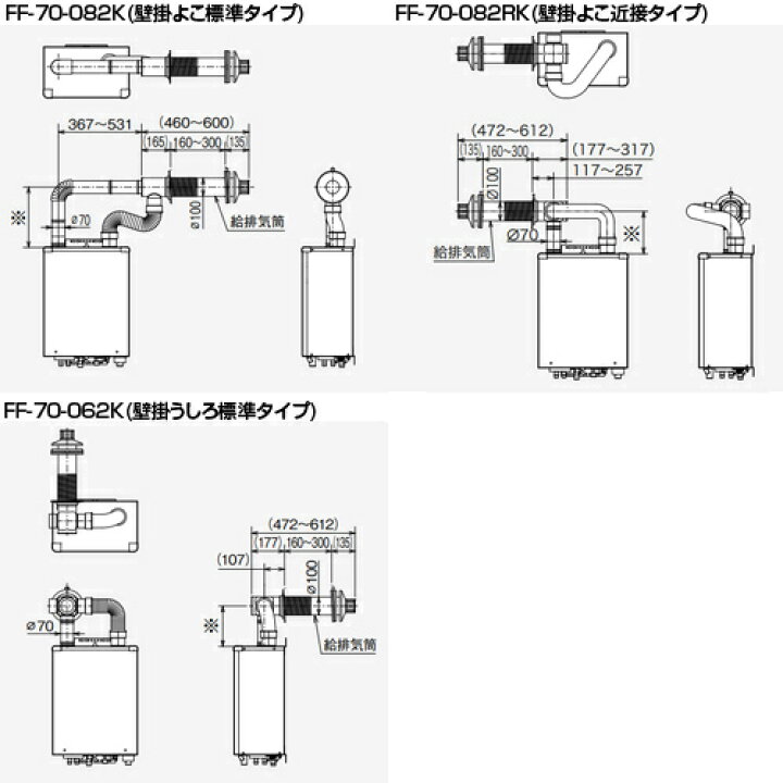楽天市場】CHOFU 石油給湯器 本体+FF用給排気筒付属 給湯専用 手動 