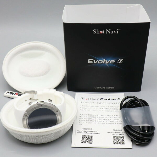 【美品】ShotNavi Evolve α ホワイト 腕時計型 GPS距離計測器 ゴルフナビ ショットナビ 本体 【中古】