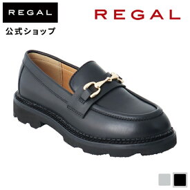 【公式】 REGAL F71Q 厚底ビットローファー ブラック フラットシューズ レディース リーガル