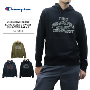 ��20��OFF������������Champion MENS CHAMPION PRINT LONG SLEEVE SWEAT PULLOVER PARKA C3-U113 / �`�����s�I�� �����Y �v�����g ���� �N���[�l�b�N �X�E�F�b�g �v���I�[�o�[ �p�[�J�[ C3-U113 �x�[�V�b�N