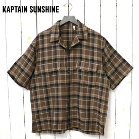 【クーポン配布中】Kaptain Sunshine (キャプテンサンシャイン)『Short Sleeve Open Collar Shirt』(Brown Plaid)【正規取扱店】【smtb-KD】【sm15-17】【楽ギフ_包装】【レーヨン】【オープンカラー半袖シャツ】【リラックスフィット】