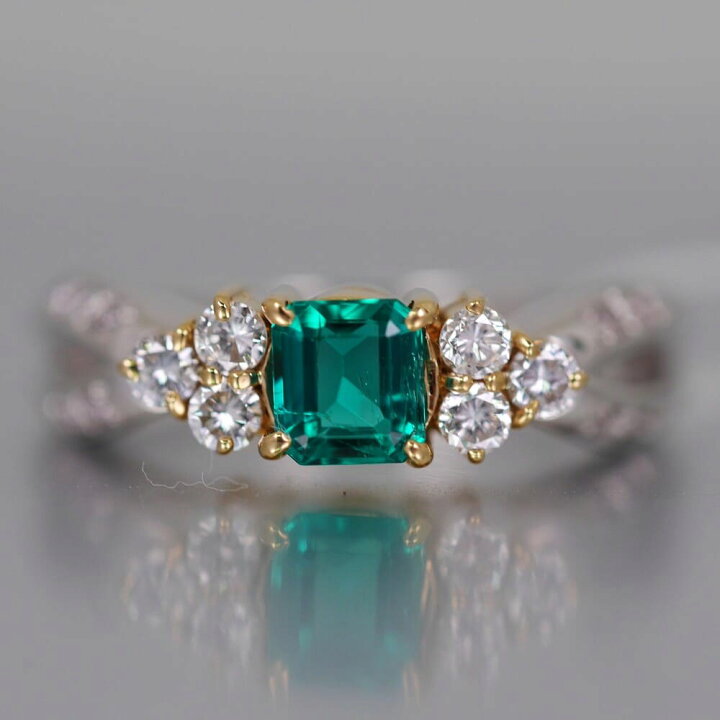 楽天市場】PT/K18 エメラルド0.41ct ダイヤモンド0.28ct リング 指輪  