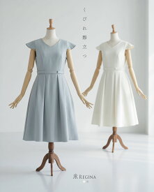 【タック ワンピース エタニティ】春 夏 秋 きれいめ キレイめ 上品 シンプル エレガント 清楚 お呼ばれ ママ 膝丈 膝下 半袖 袖あり Vネック 小さいサイズ 大きいサイズ お家洗い可 30代 40代 50代 レディース レジーナ リスレ ワンピース 専門店