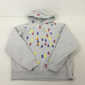 【中古】 hi◇128 Supreme Embroidered S Hooded Sweatshirt Ash Grey フーディー スウェットシャツ アッシュグレイ サイズL シュプリーム