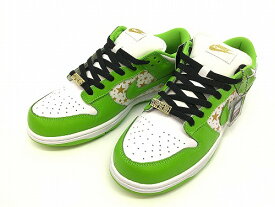 【中古】 wa◇149 NIKE Supreme × Nike SB Dunk Low OG QS Gold Stars "White/Mean Green" DH3228-101 ナイキ シュプリーム スニーカー 靴 【F-14860】