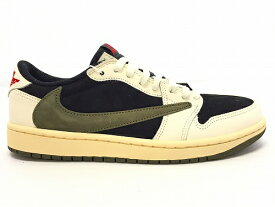 【中古】 NIKE Travis Scott × Nike WMNS Air Jordan 1 LOW OG Medium Olive DZ4137-106 ナイキ トラヴィス・スコット エアジョーダン 26cm スニーカー 靴 【F-16981】 wh-149