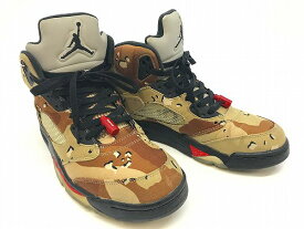 【中古】 wa◇149 NIKE Supreme × Nike Air Jordan 5 Retro "Desert Camo" 824371-201 ナイキ シュプリーム エアジョーダン スニーカー 靴 【F-18846】