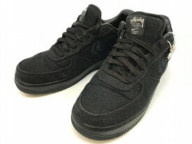 【中古】 wa◇149 Stussy × Nike Air Force 1 Low "Triple Black" CZ9084-001 ステューシー ナイキ エアフォース ロー トリプルブラック スニーカー 靴 【F-19984】