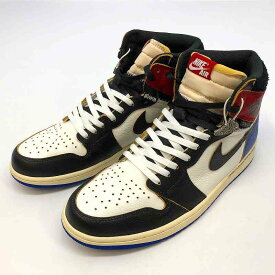 【中古】 wa◇149 fragment design × UNION × Nike Air Jordan 1 High OG "Black/Varsity Red" IO7847-002 フラグメントデザイン ユニオン ナイキ エアジョーダン1 ハイ ブラック/バーシティレッド 29cm スニーカー 靴 シューズ 【F-32519】