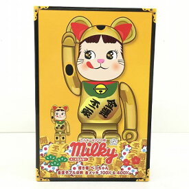 【中古/未開封】 hi◇61 BE@RBRICK 招き猫 ペコちゃん 金メッキ 蓄光ミルキー入り 100％ & 400％ 不二家FUJIYA ミルキー MEDICOM TOY メディコム・トイ