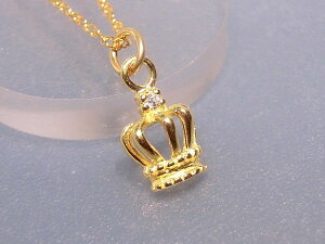 一粒 ダイヤモンド CZ ネックレス ジルコニア ゴールド ネックレス アクセサリー レディース ネックレス キュービックジルコニア 王冠 クラウン デザインジュエリー 40cmチェーン 【ダイヤモ
