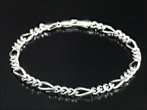 メンズブレスレット 18K WGP フィガロブレスレット フィガロチェーンブレスレット プラチナ仕上げ 宅配便送料無料 ss