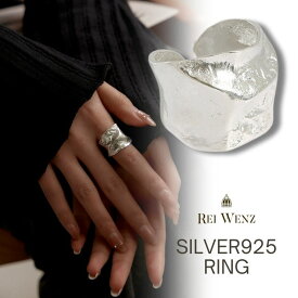 【全品高品質Silver925】【予約商品】シルバー リング 大振り 幅太 大きい たたき加工 ニュアンス レディース 重ね 金属アレルギー インスタ おしゃれ オフィス プレゼント 人気 韓国