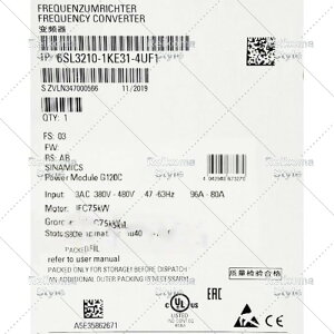 �y�V�i���K�i���������ō��zSIEMENS �V�[�����X �C���o�[�^ 6SL3210-1KE31-4UF1 G120C 480V 75KW ���y6�����ۏ؁z