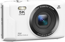 【SNSで話題沸騰】スマホに送れる デジタルカメラ 5K デジカメ WIFI転送機能 7200万画素 16倍デジタルズーム オートフォーカス機能 LEDライト ウェブカメラ 2.8インチ大画面 コンパクト 子供や初心者向け クリスマスプレゼント ブラック