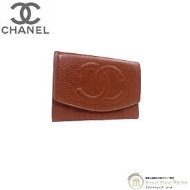 【クーポン利用で値引き！】シャネル （CHANEL） キャビアスキン ココマーク ミディアム 二つ折り コンパクト 財布 ヴィンテージ品 A01433 ブラウン【中古】